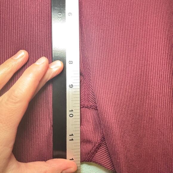 Lukka Lux Womens Ribbed Leggings Medium Burgundy Side Pockets Athletic - Picture 8 of 10